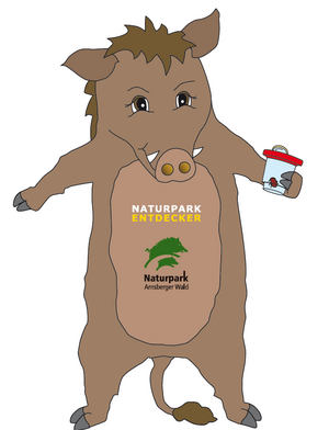 Gemaltes Wildschwein mit dem Untertitel Naturpark-Entdecker