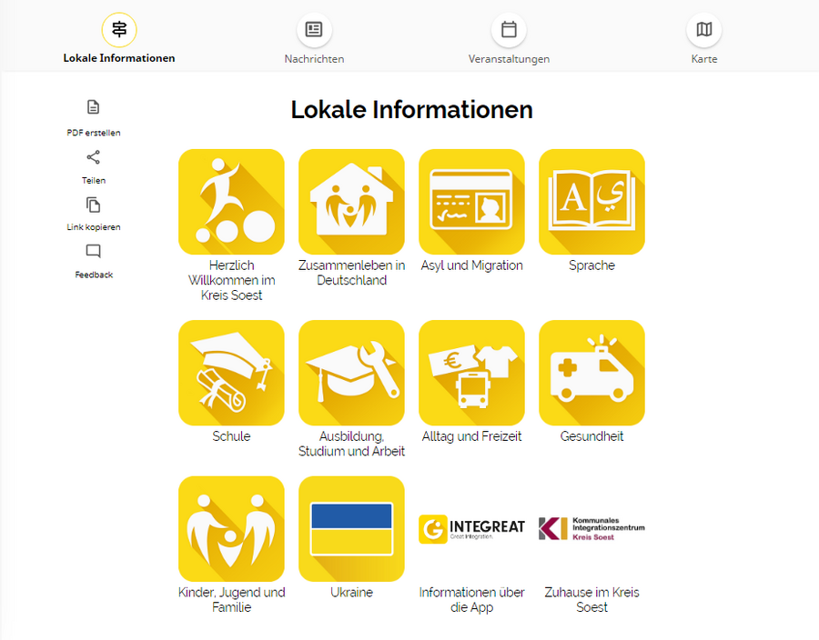 So sieht die App Integreat aus. Screenshot: Kreis Soest So sieht die App Integreat aus. Screenshot: Kreis Soest