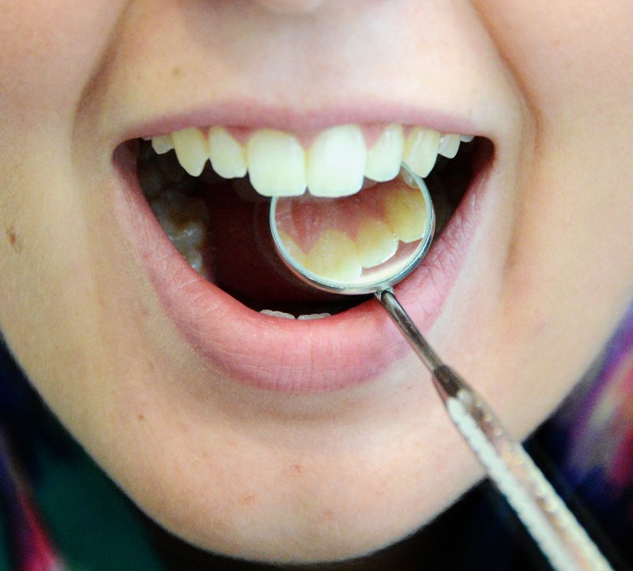 Kleiner Spiegel in einem Mund zum Untersuchen. Foto: Judith Wedderwille/Kreis Soest