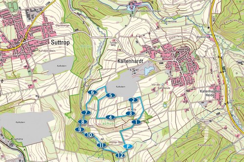 Karte mit Stationen Fließwege