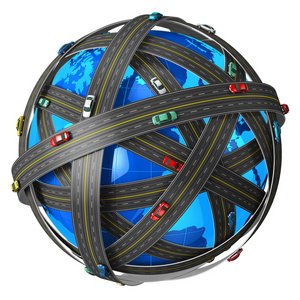 Internationaler Führerschein. Foto: © Scanrail - Fotolia.com Globus mit Straßen. Foto: © Scanrail - Fotolia.com