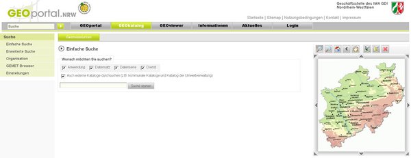 Screenshot aus der Anwendung GEOkatalog NRW. Screenshot: Elmar Deller/Kreis Soest