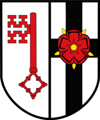 Wappen des Kreises Soest. Das Wappen des Kreises Soest vereinigt die Symbole der ehemaligen Kreise Soest und Lippstadt; den Schlüssel der Stadt Soest, das kurkölnische Kreuz und die lippische Rose für die ehemaligen Landesherrschaften. Genehmigt am 26. Mai 1976.