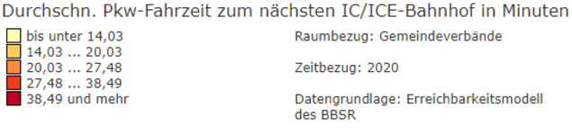 Legende Erreichbarkeit von IC EC ICE-Bahnhöfen Legende zur Karte Erreichbarkeit von IC EC ICE-Bahnhöfen