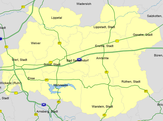 Karte Erreichbarkeit von Flughäfen